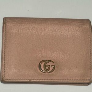 Gucci Blush Leather Card Holder with Gold Logo